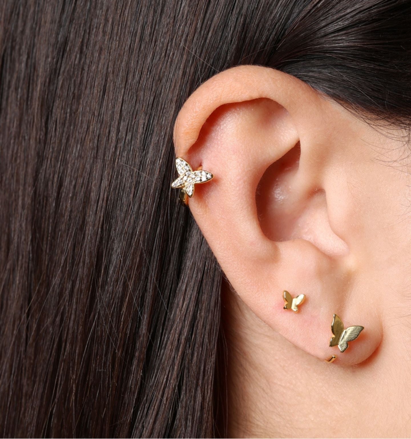 Gold Mini Butterfly Piercing