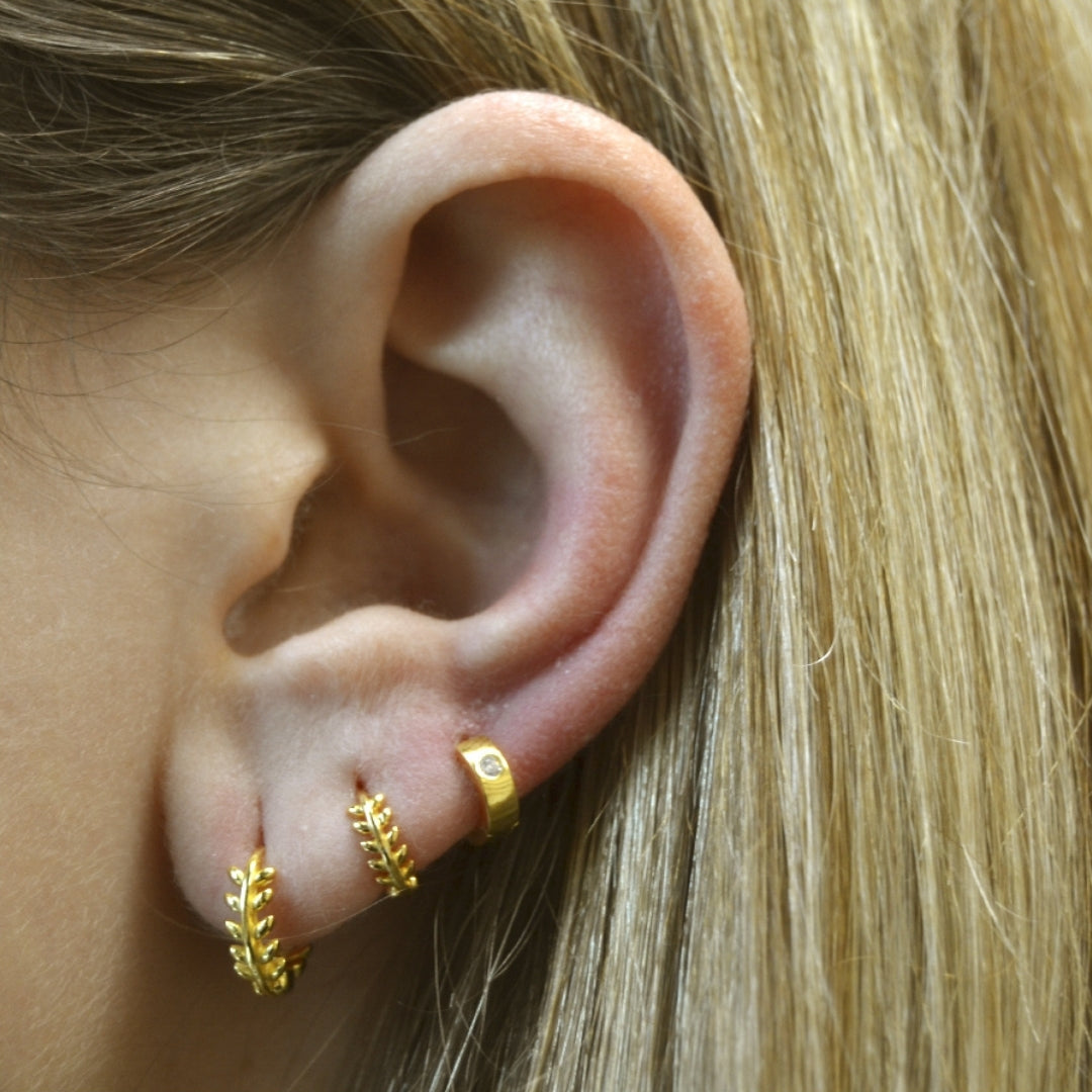 Gold Leaf Hoop Earrings