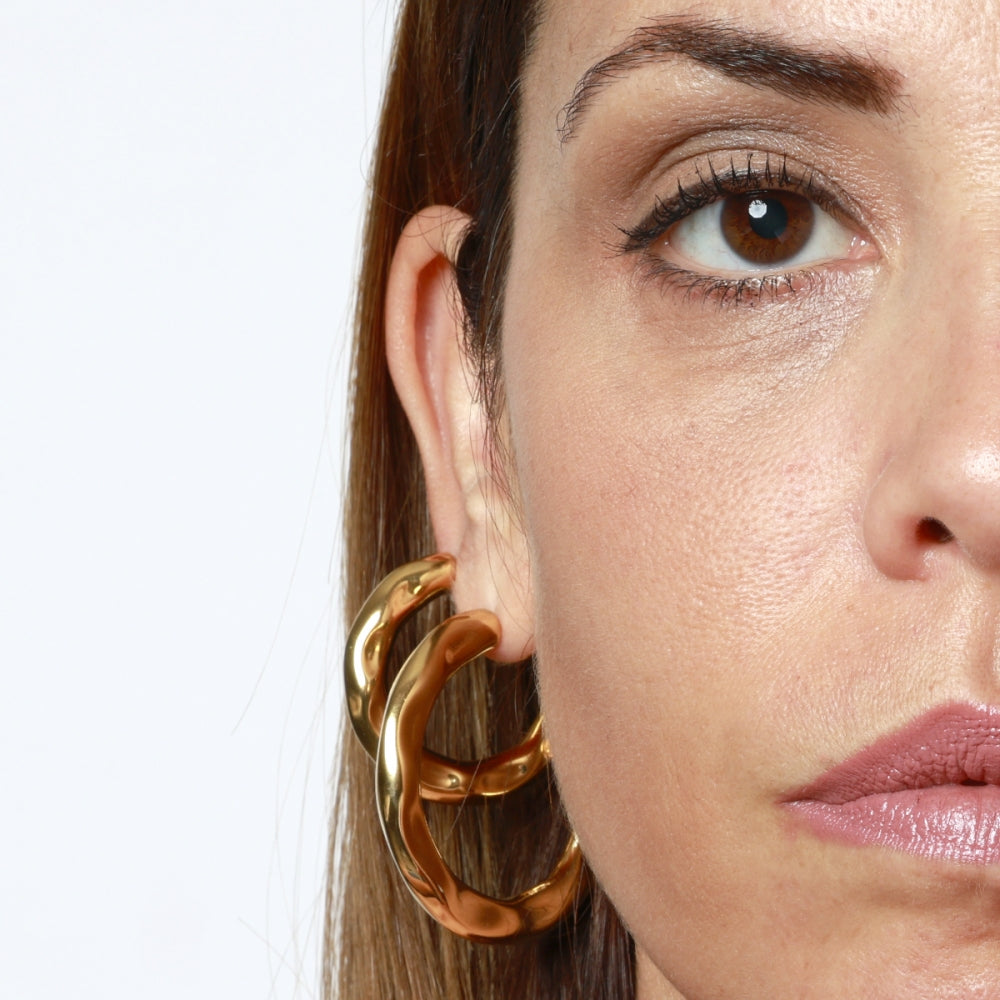 Wave M Gold Hoop Earrings