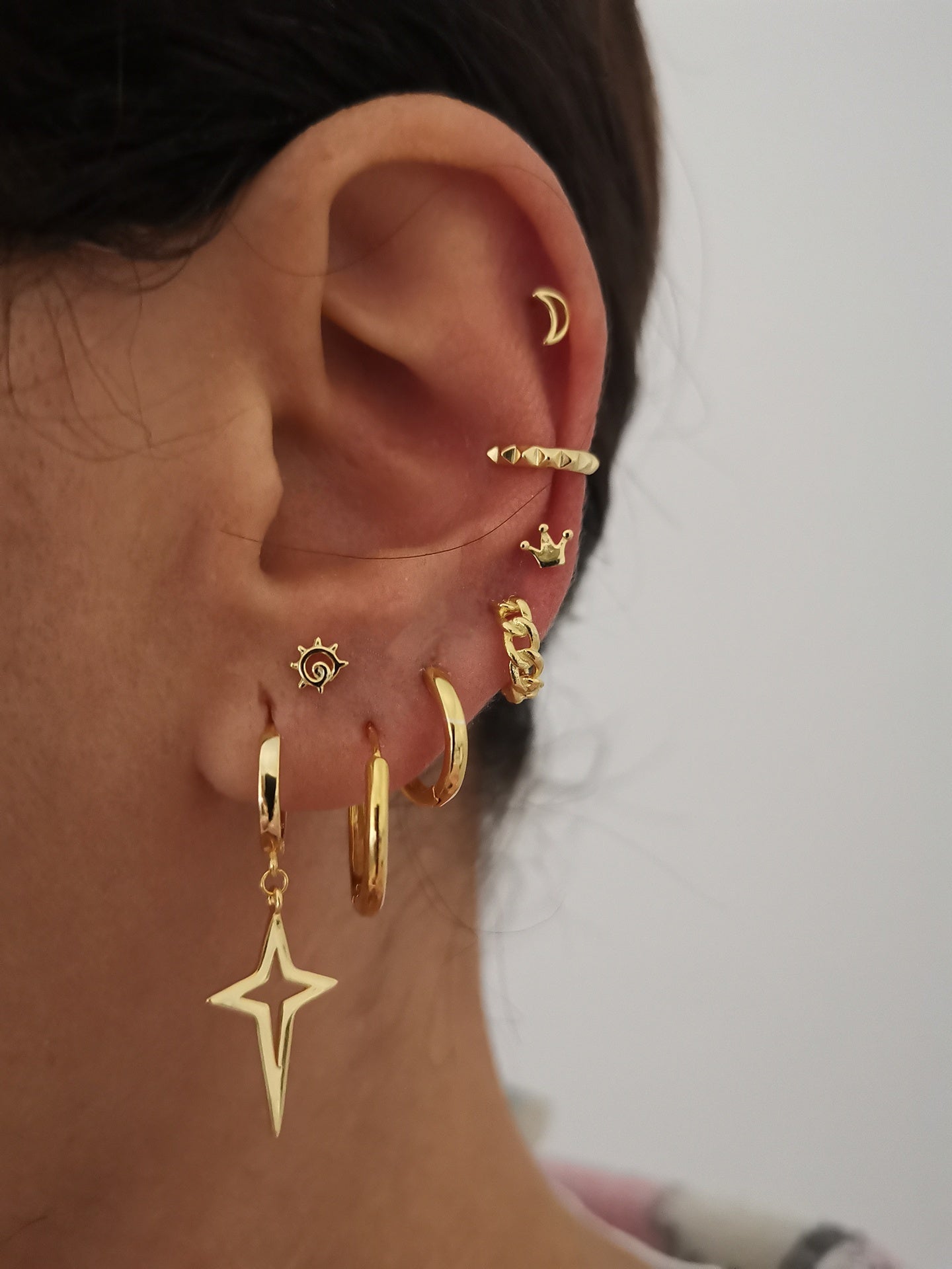 Mini Croix Gold Hoop Earrings