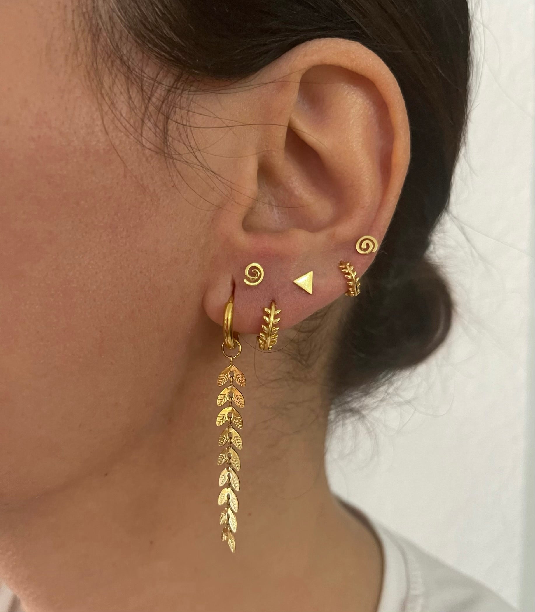 Silver Leaf Hoop Earrings