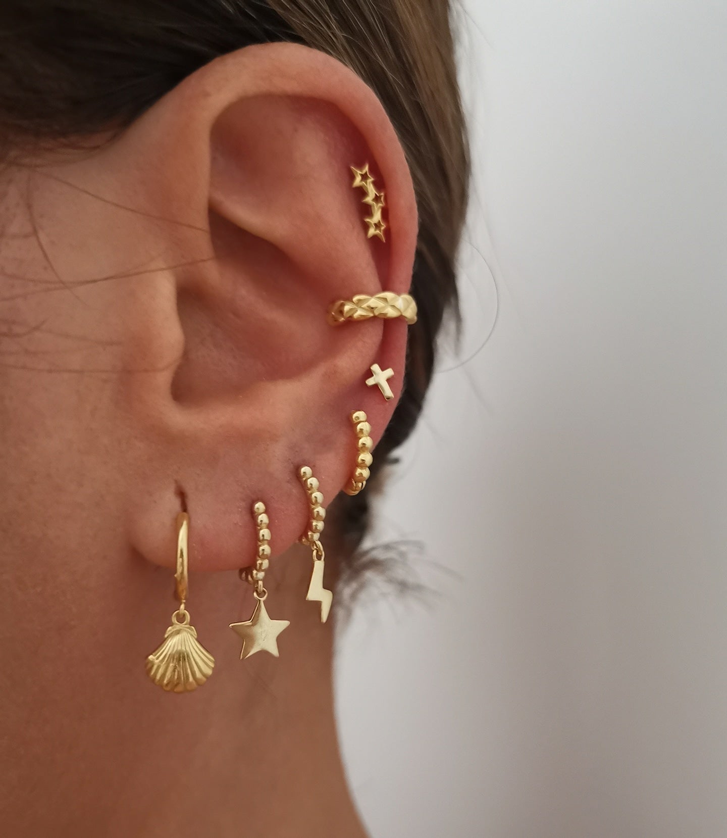 Mini Delta Gold Earrings