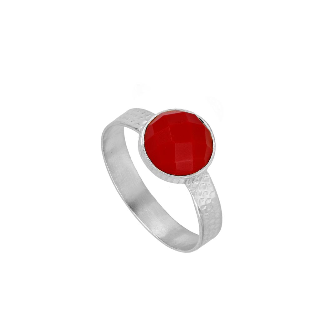 Julie Red Silver Ring