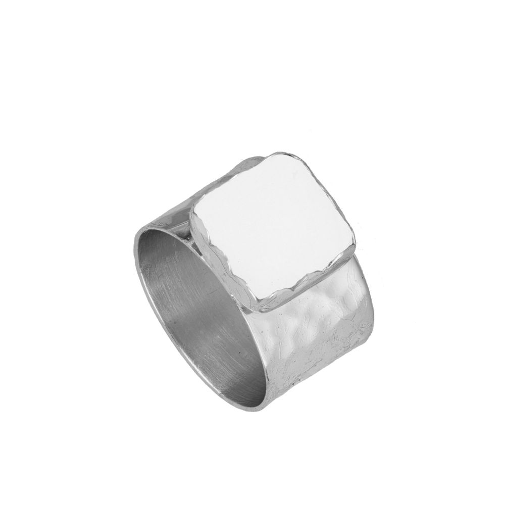 Zia White Silver Ring