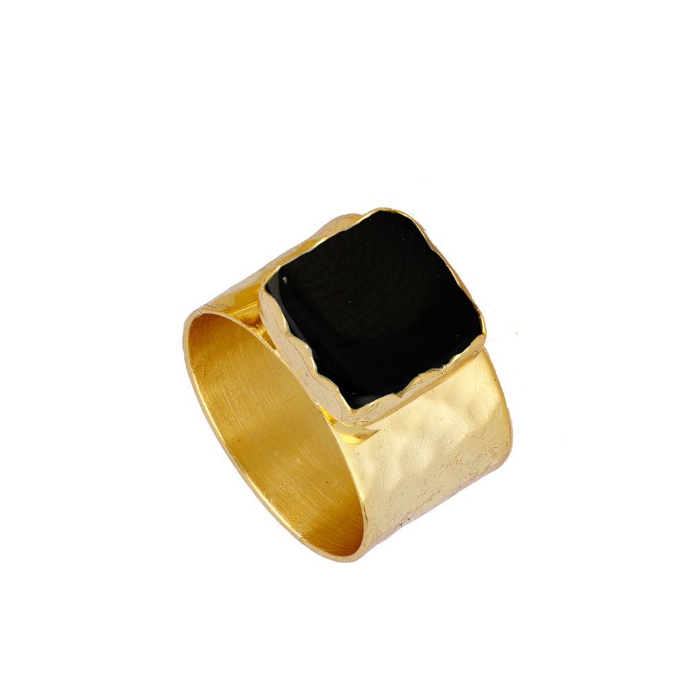 Zia Black Gold Ring