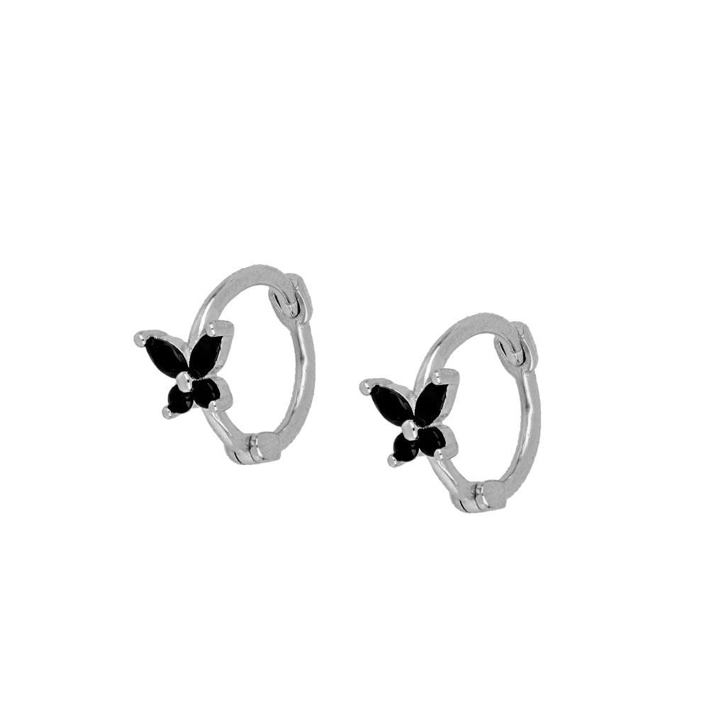 Shine Butterfly Silver Hoop Earrings