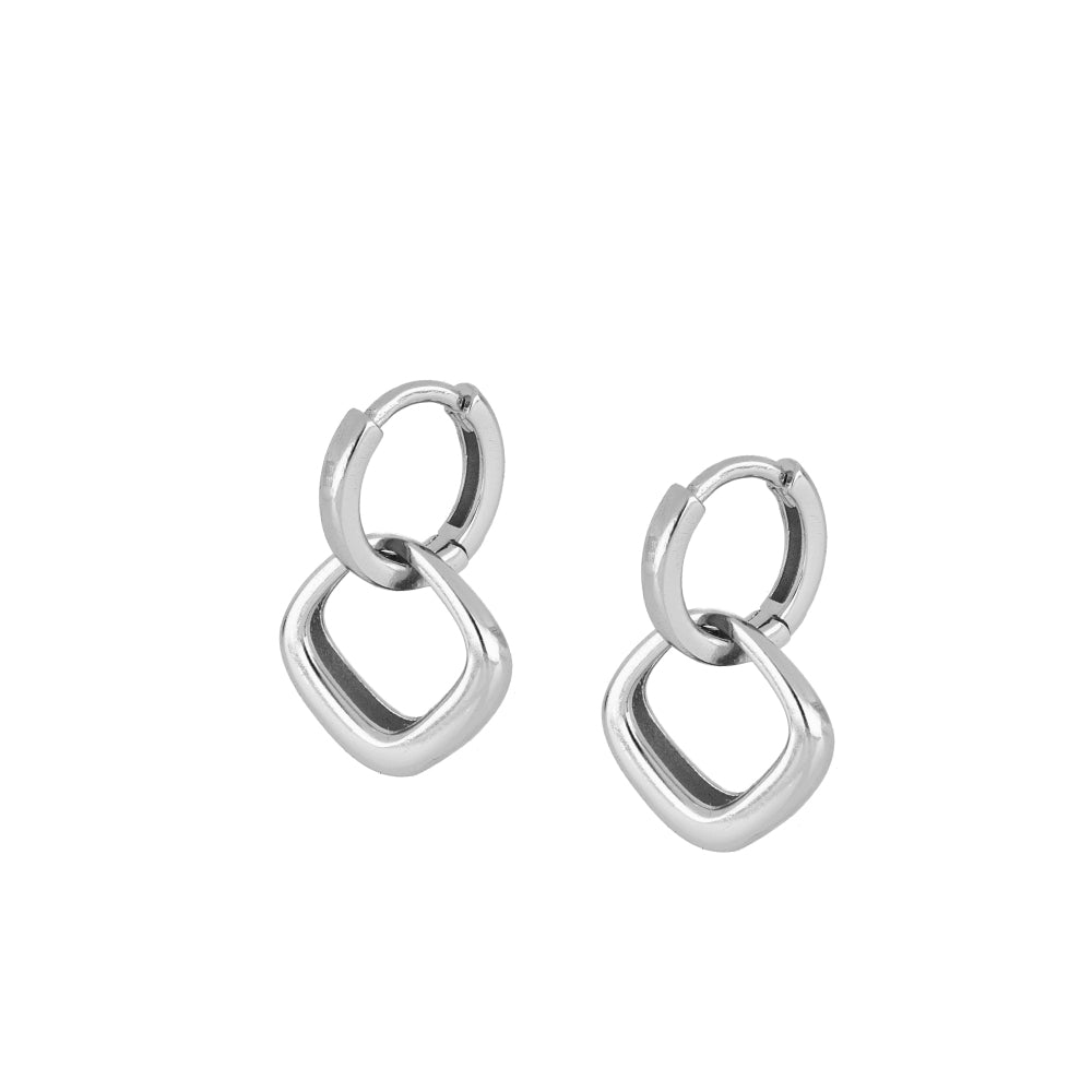 Double Hoop Silver Earrings