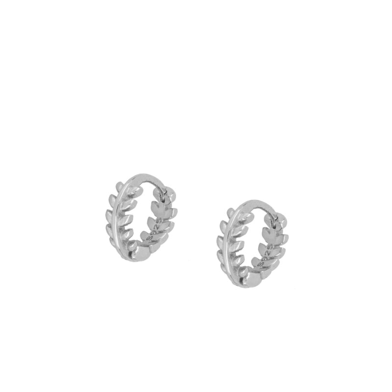 Silver Leaf Mini Hoop Earrings