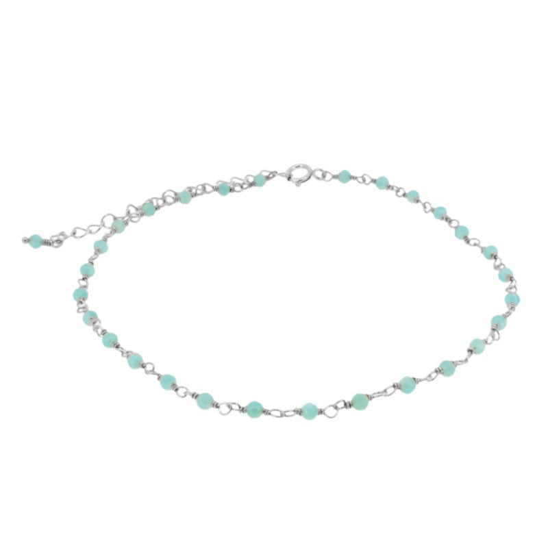 Acquamarine Silver Anklet